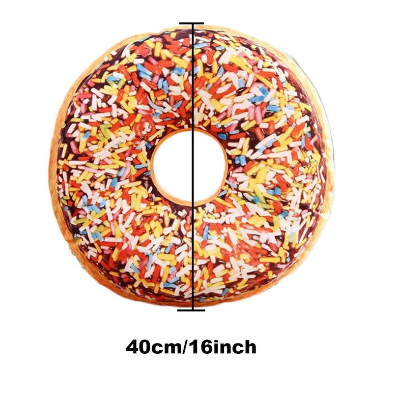 Bettli Chocolate Donut Shaped Photoreal Print Throw Pillow Cushion Plush Toy - Image 3